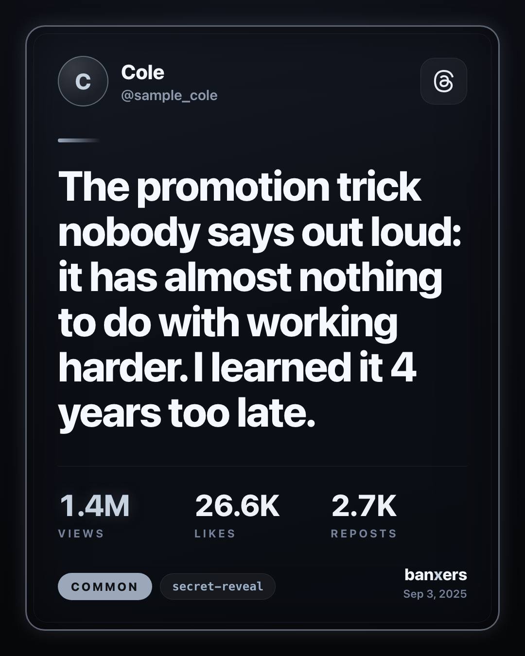 The promotion trick nobody says out loud: it has almost nothing to do with working harder. I learned it 4 years too late. by Cole