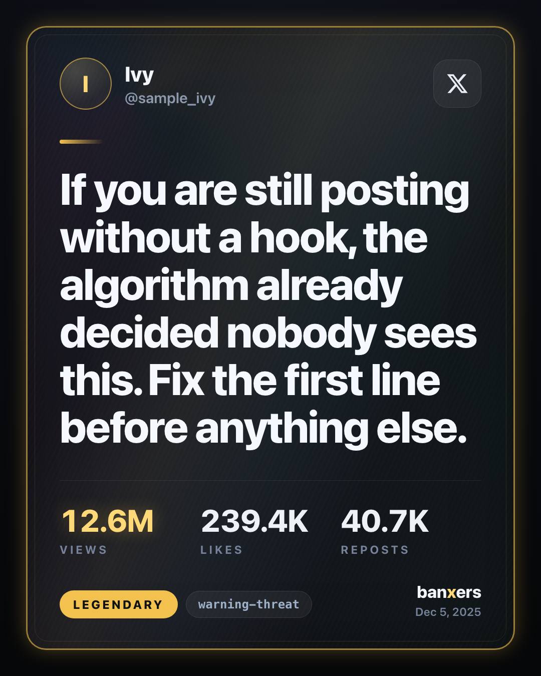 If you are still posting without a hook, the algorithm already decided nobody sees this. Fix the first line before anything else. by Ivy