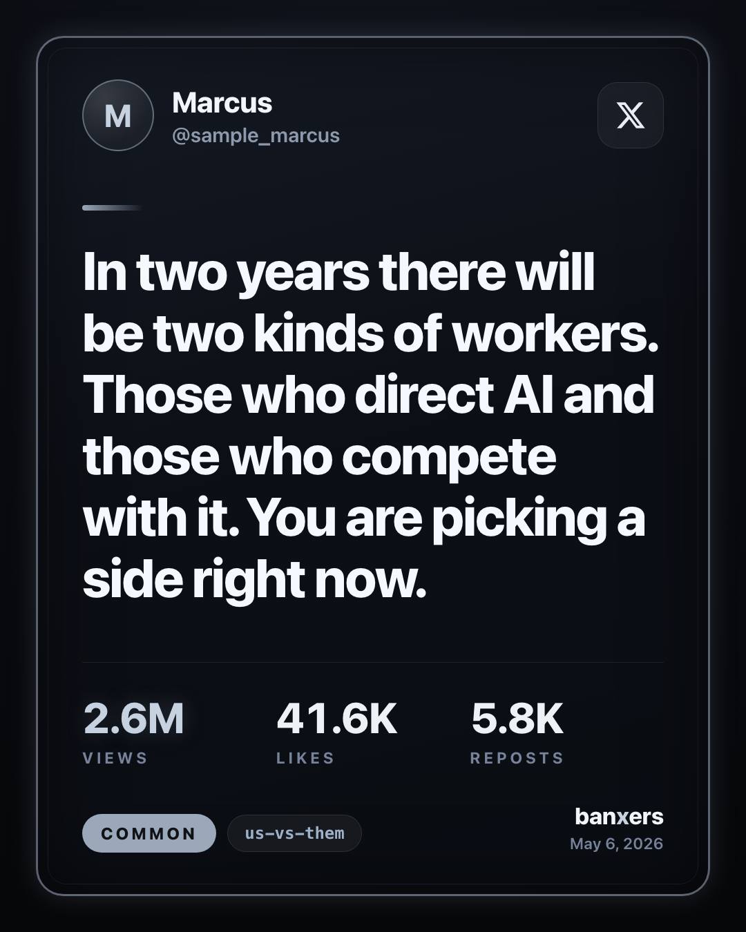 In two years there will be two kinds of workers. Those who direct AI and those who compete with it. You are picking a side right now. by Marcus