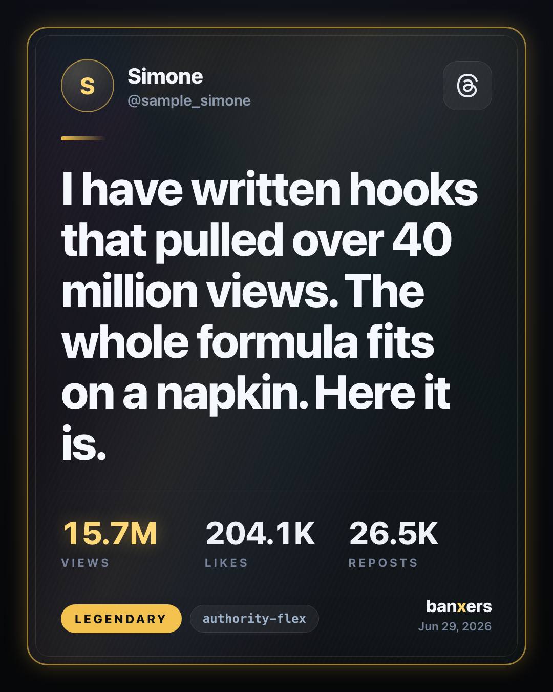 I have written hooks that pulled over 40 million views. The whole formula fits on a napkin. Here it is. by Simone